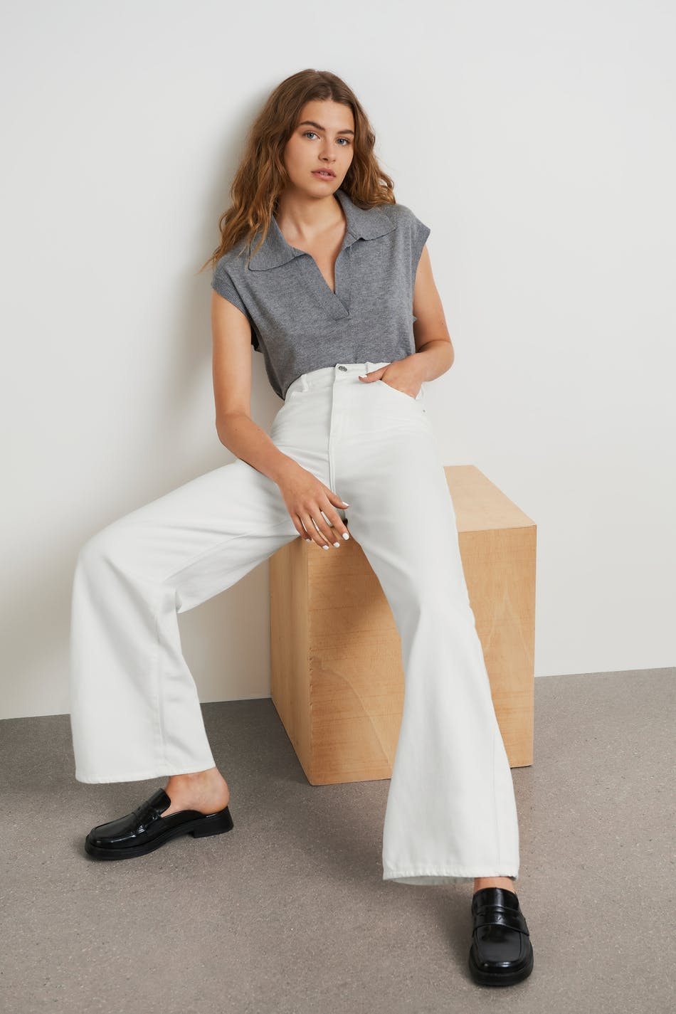 Gina Tricot - Idun Wide Jeans - Flare & Wide Jeans - Weiß - 38 - Damen
