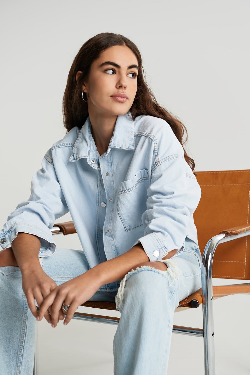 cropped denim shirt womens