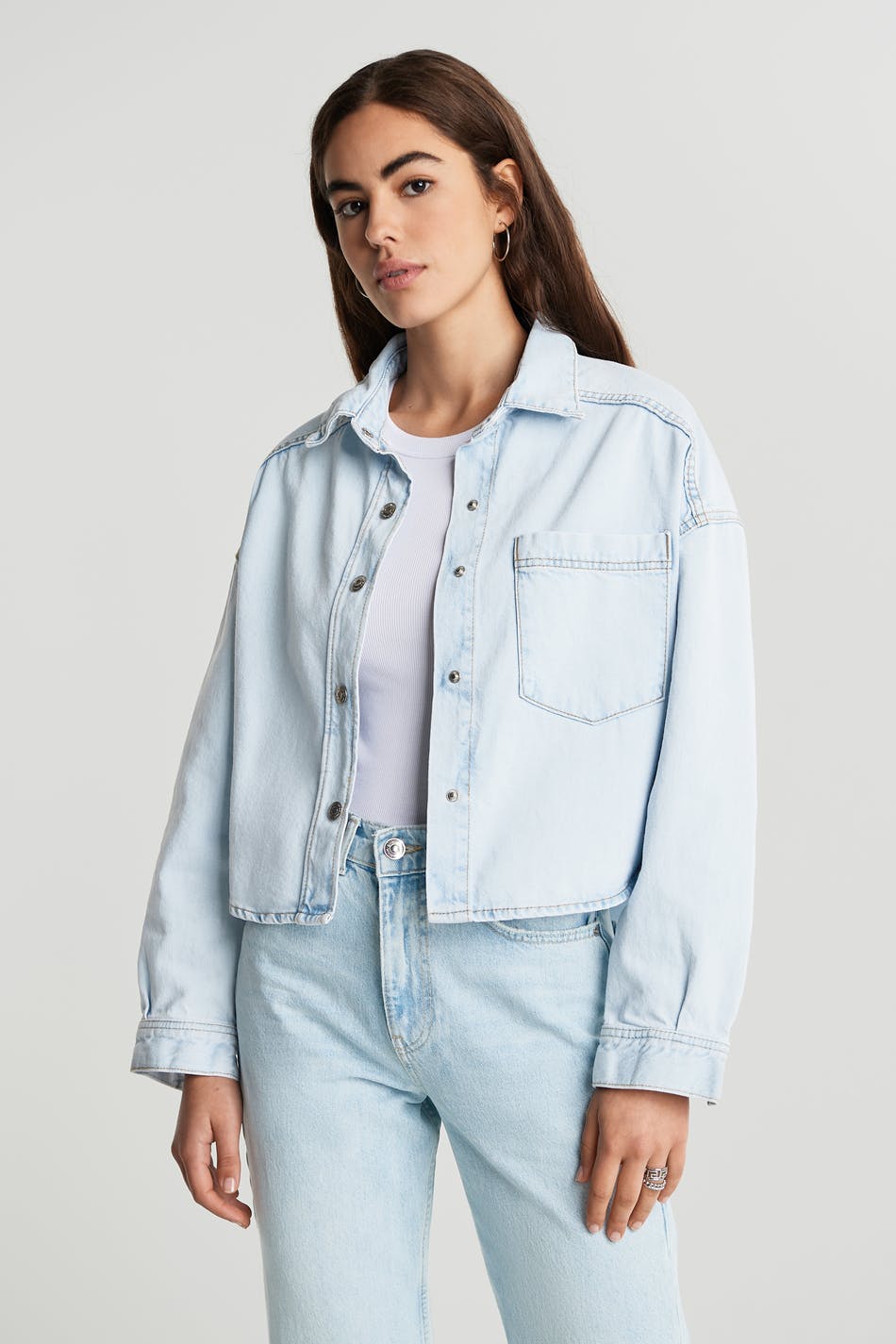 cropped denim shirt womens