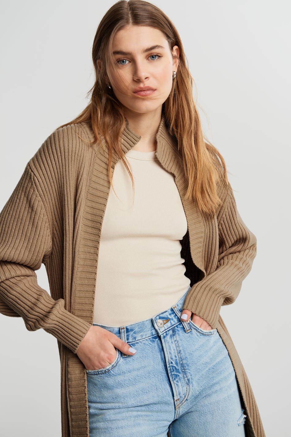 Tess knitted cardigan - Brown - Women - Gina Tricot