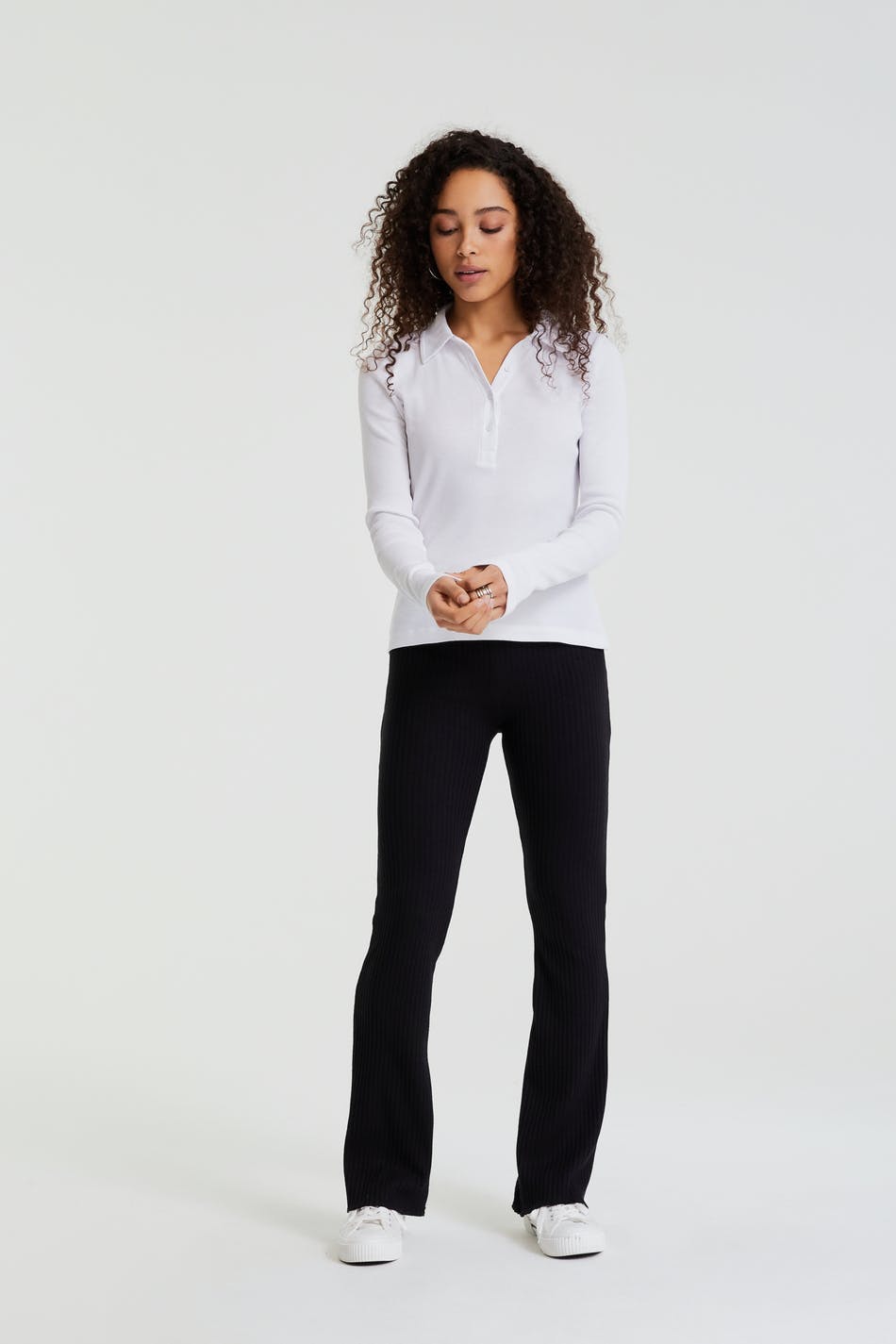 Striped soft trousers - Black - Women - Gina Tricot