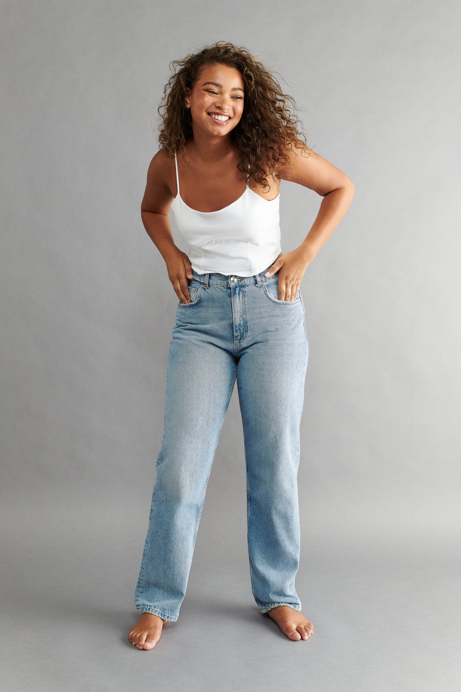 Blue 90s organic-cotton high-waisted wide-leg jeans