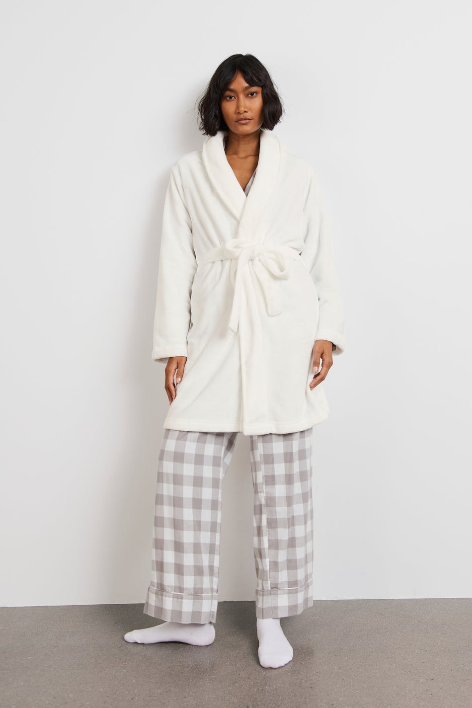 Gina Tricot - Kelly Robe - Pyjamas - Weiß - L - Damen