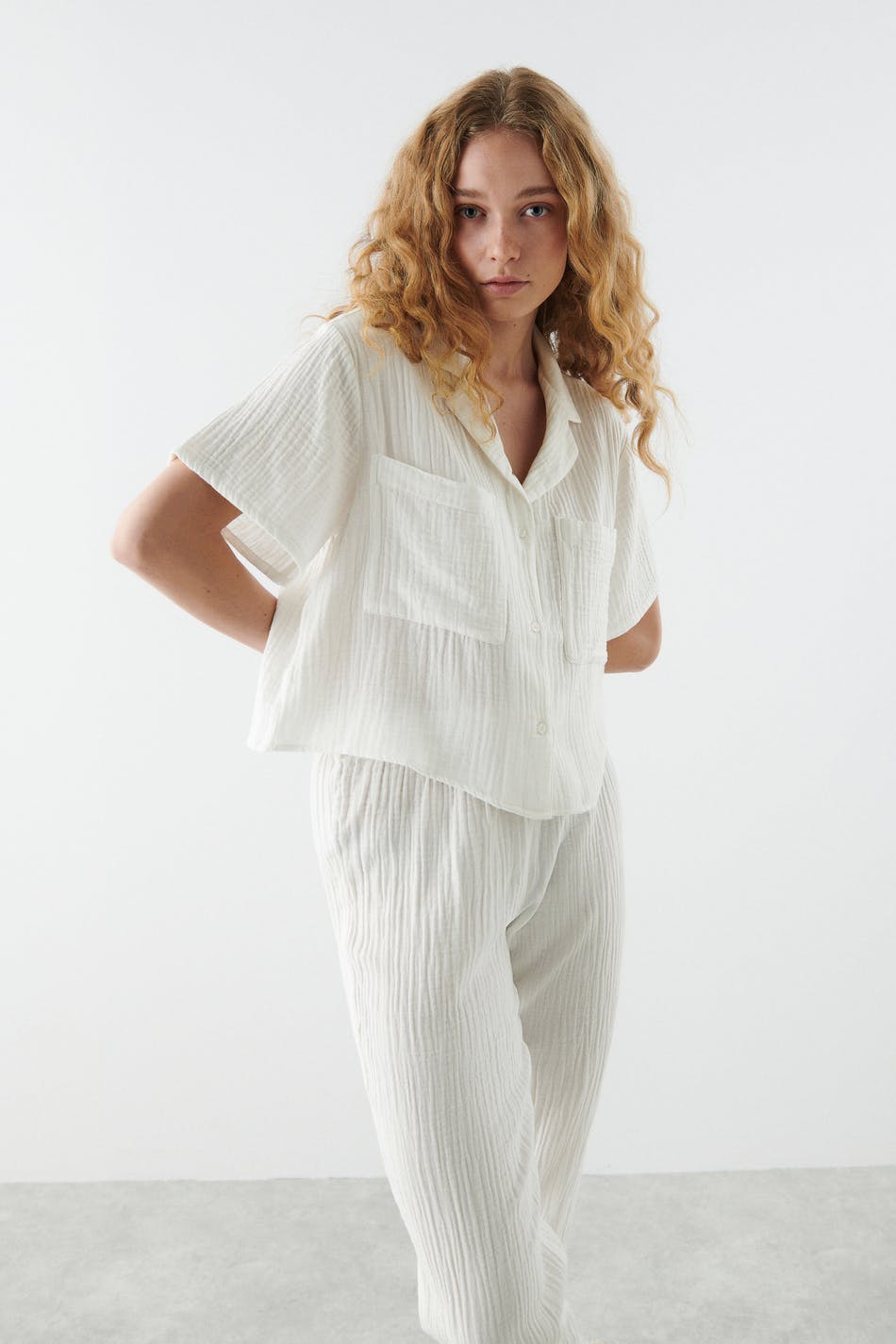 Gina Tricot - Johanna Pyjamas Shirt - Pyjamas - Weiß - L - Damen
