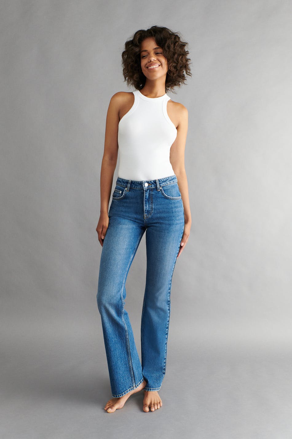 Full length flare jeans - Blå - Dam Gina Tricot