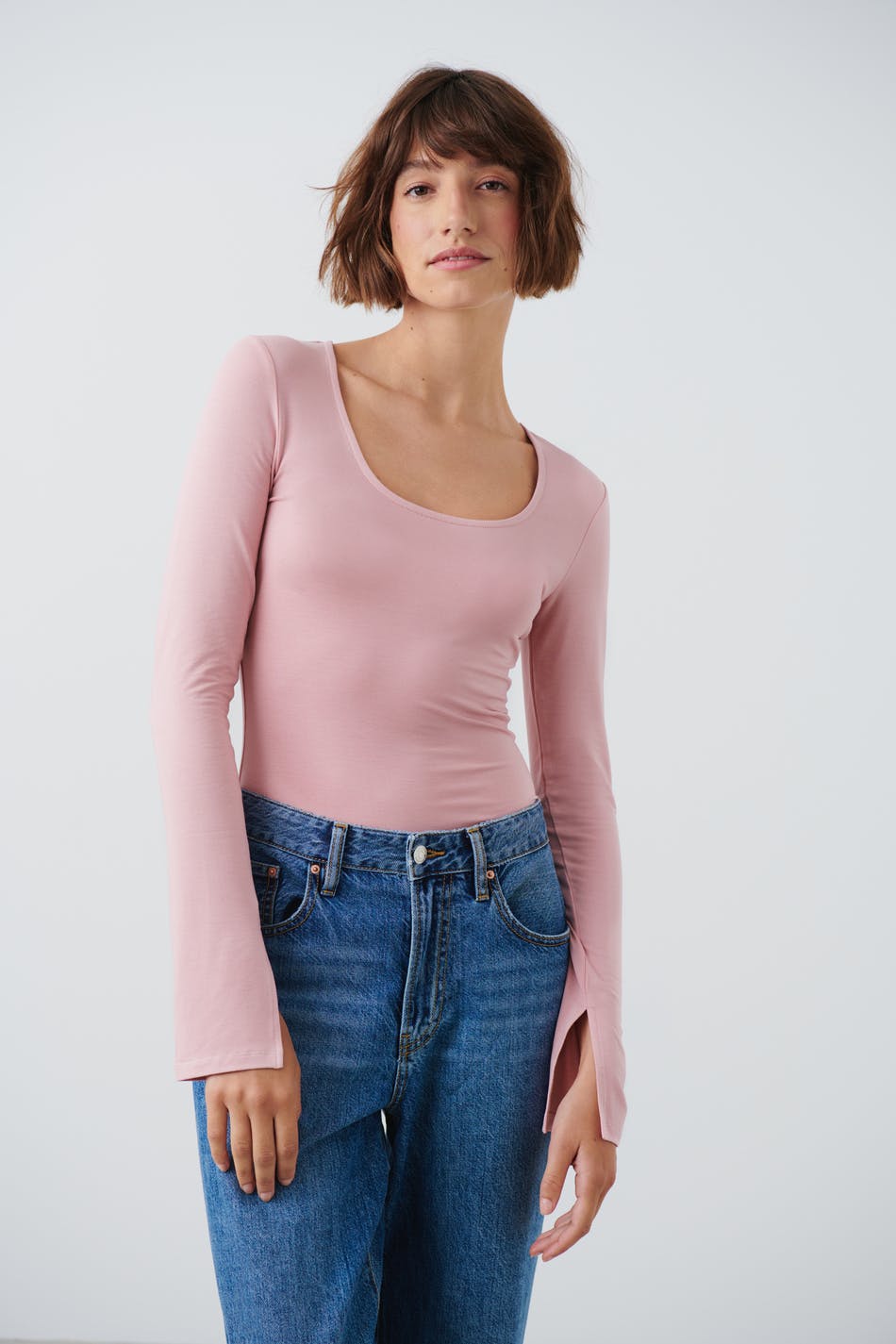 Läs mer om Gina Tricot - Soft touch jersey top - långärmade toppar - Pink - M - Female