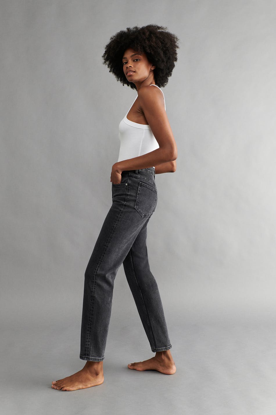 Straight stretch jeans Sort - Gina