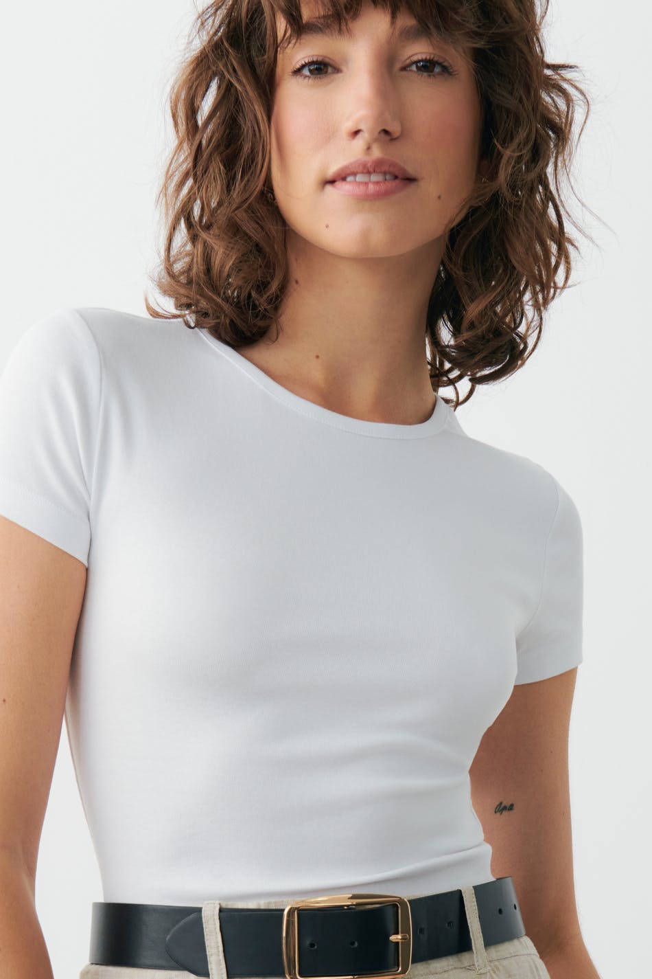 Gina Tricot - Basic tight top - T-shirt med print- White - XXS - Female