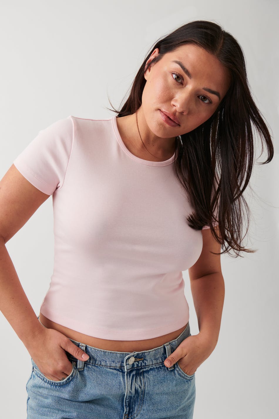 Gina Tricot - Basic tight top - toppar - Pink - L - Female