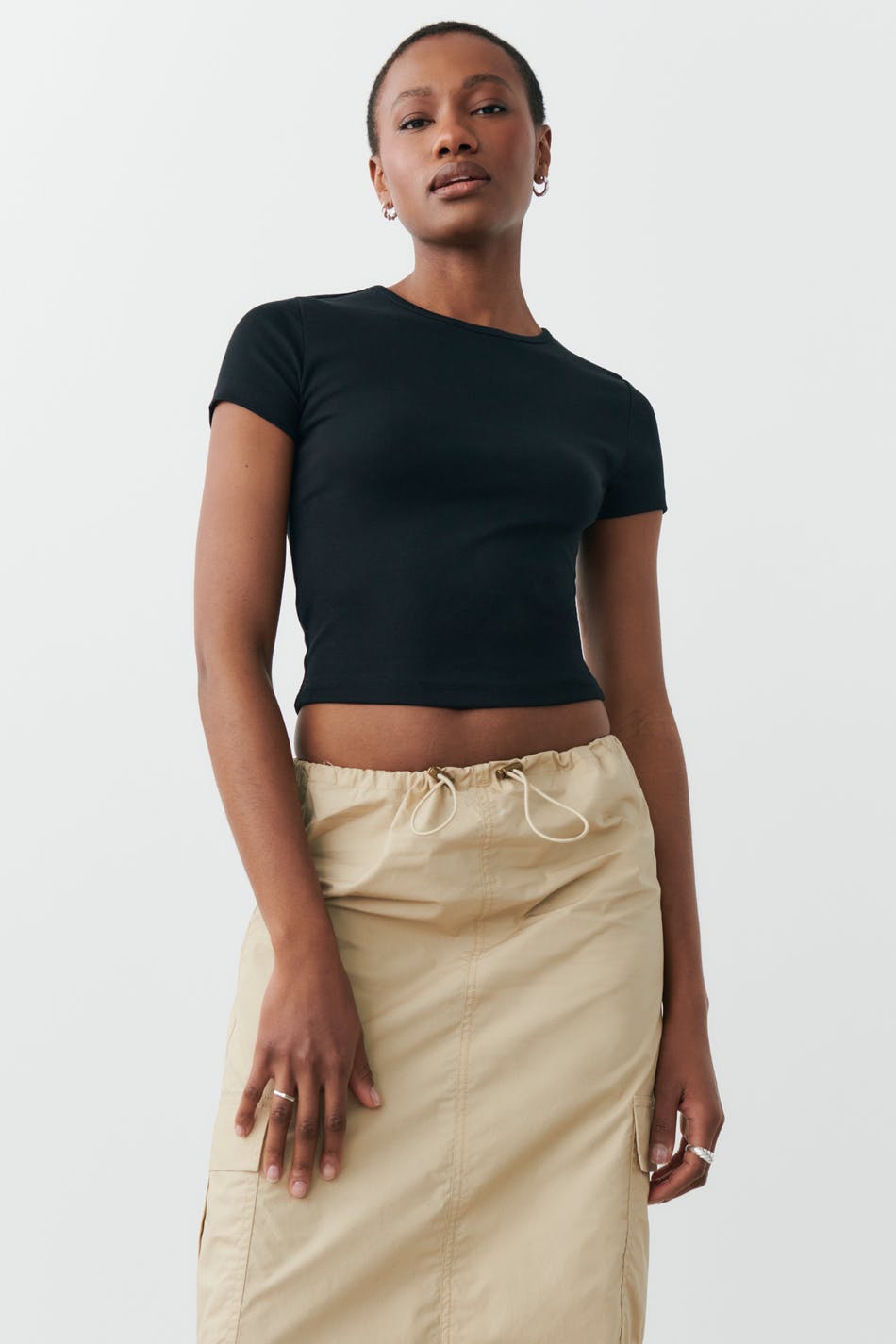  Gina Tricot- Basic tight top - Tops und shirts- Black - S- Female
