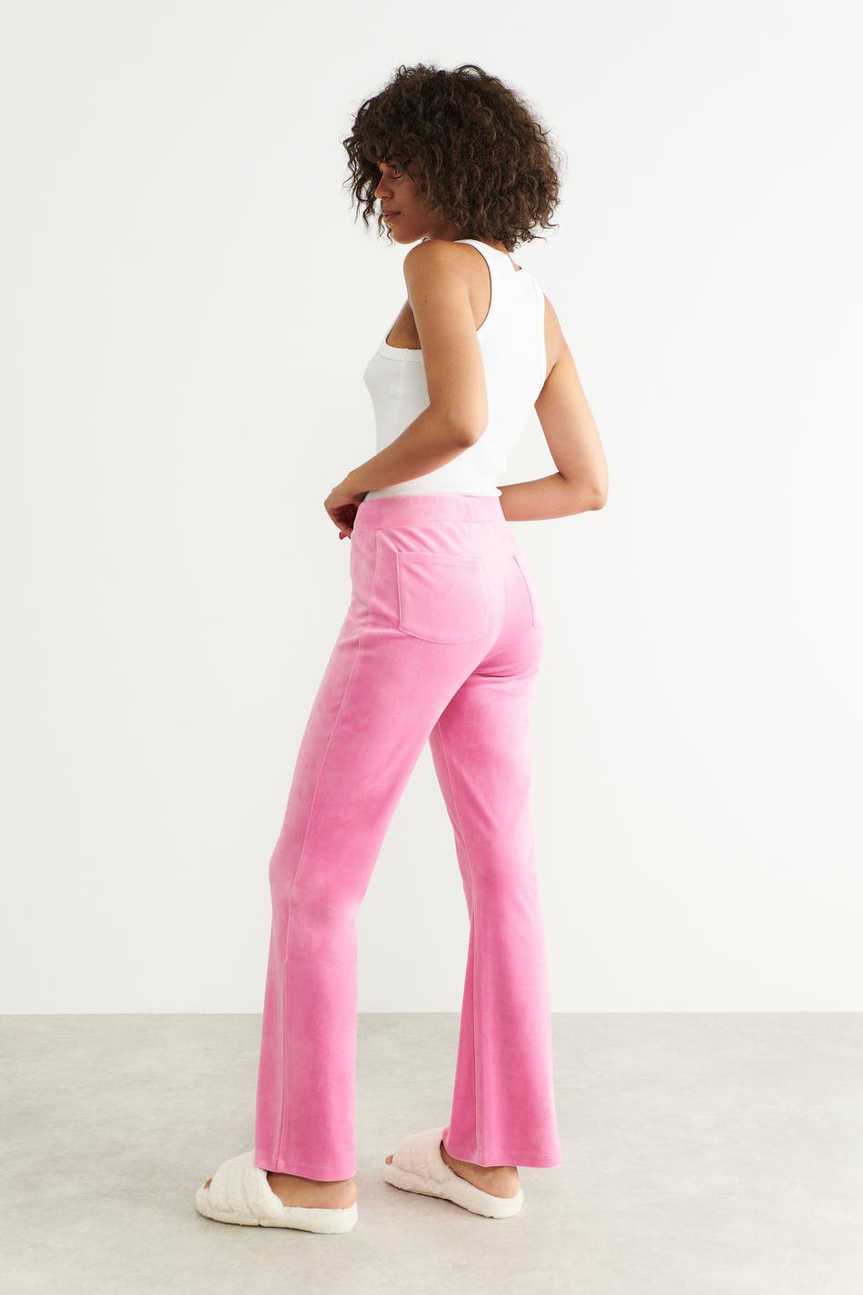 Velour trousers - Lyserød - Gina Tricot