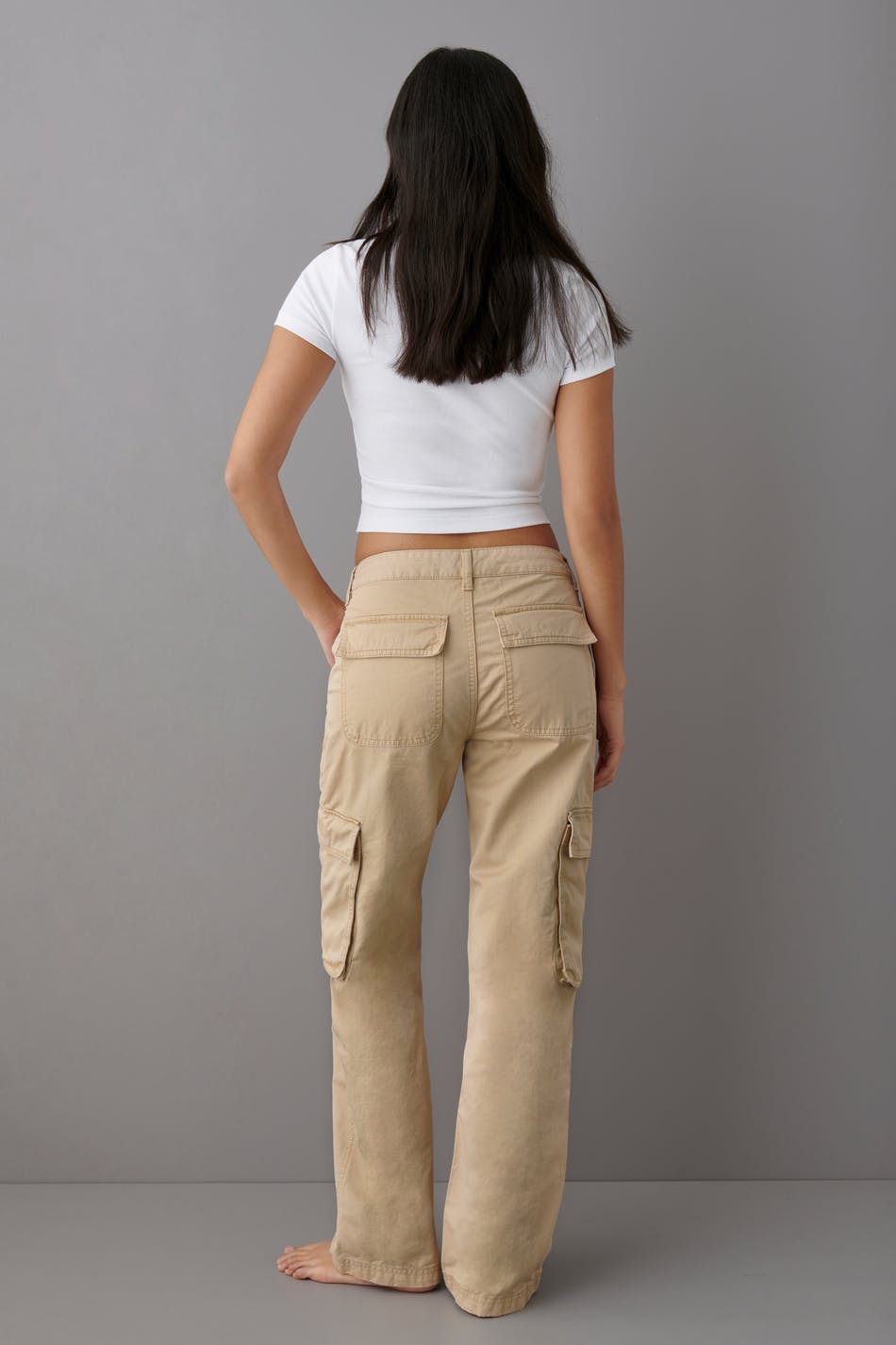 erotisk stof Lilla Low waist cargo jeans - Gina Tricot