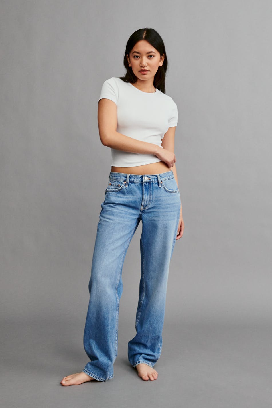 Gina Tricot - Low Straight Jeans - Blau - 32 - Damen