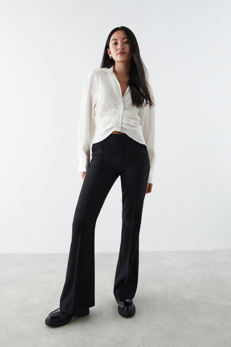 Buy Gina Tricot Flare TALL Jersey Trousers - Black | Nelly.com