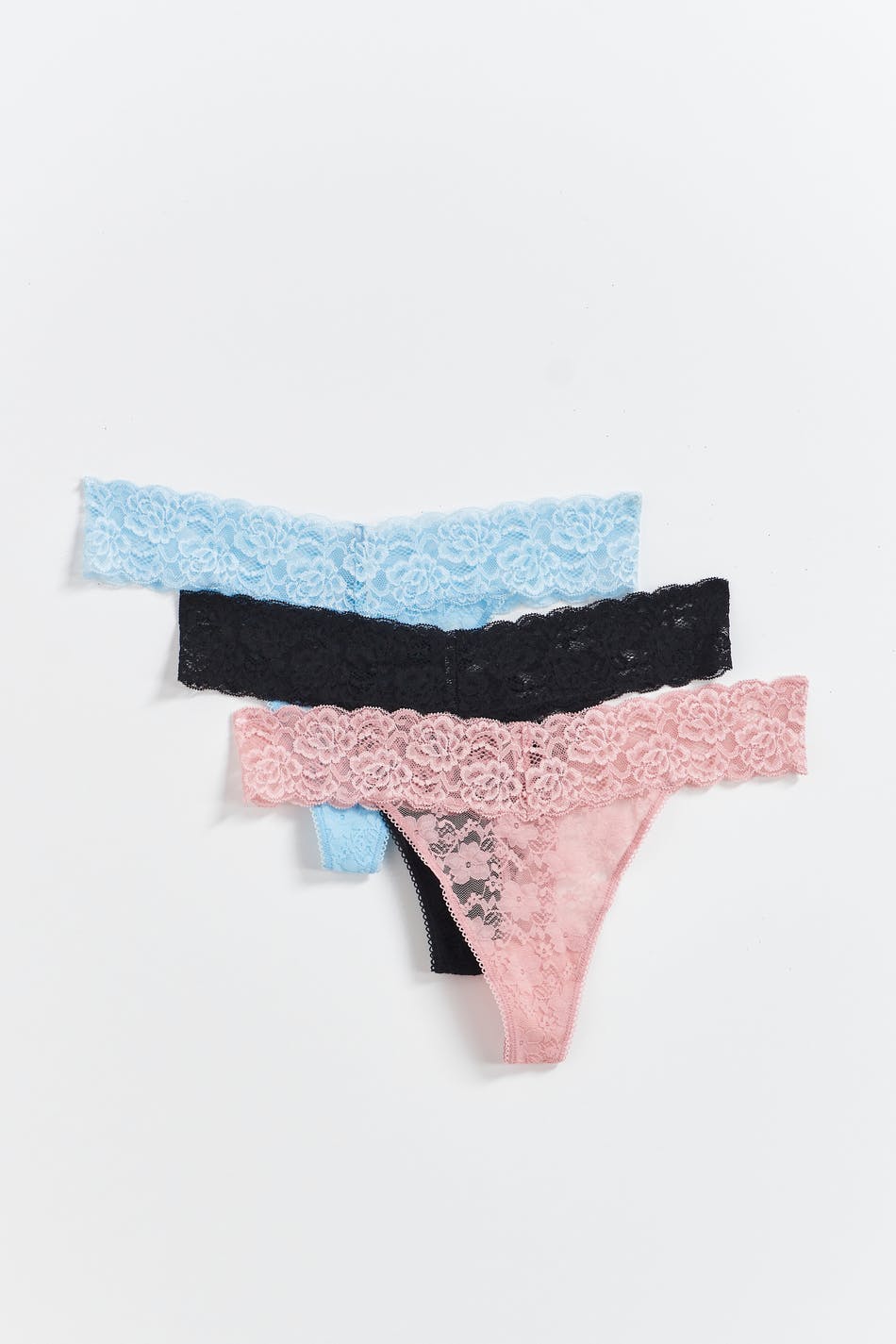 Lace'd Up Thong in Multi & Pink & Red
