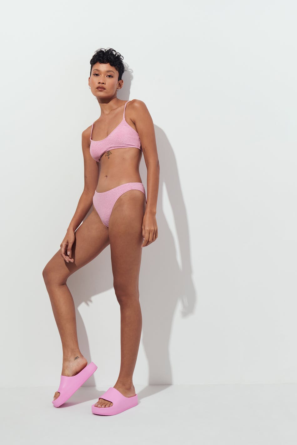 Gina Tricot - Glitter bikini brief - Bikini- Pink - L - Female