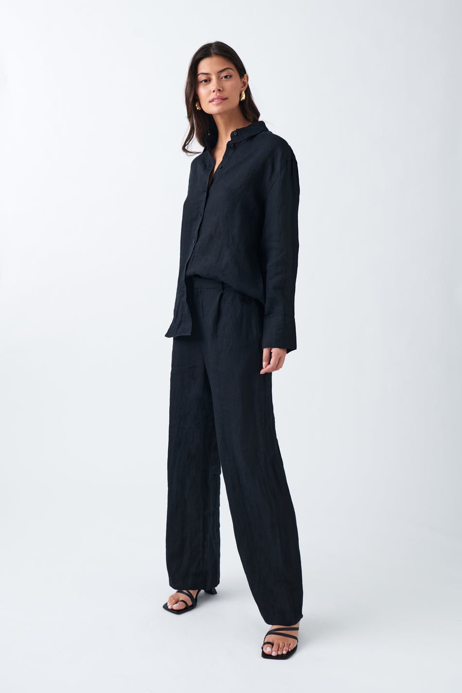 Linen blend trousers - Beige - Women - Gina Tricot