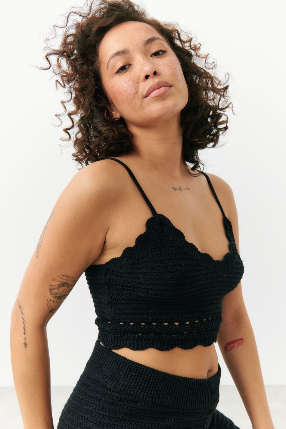 Gina Tricot - Knitted singlet - linnen - Black - XS - Female