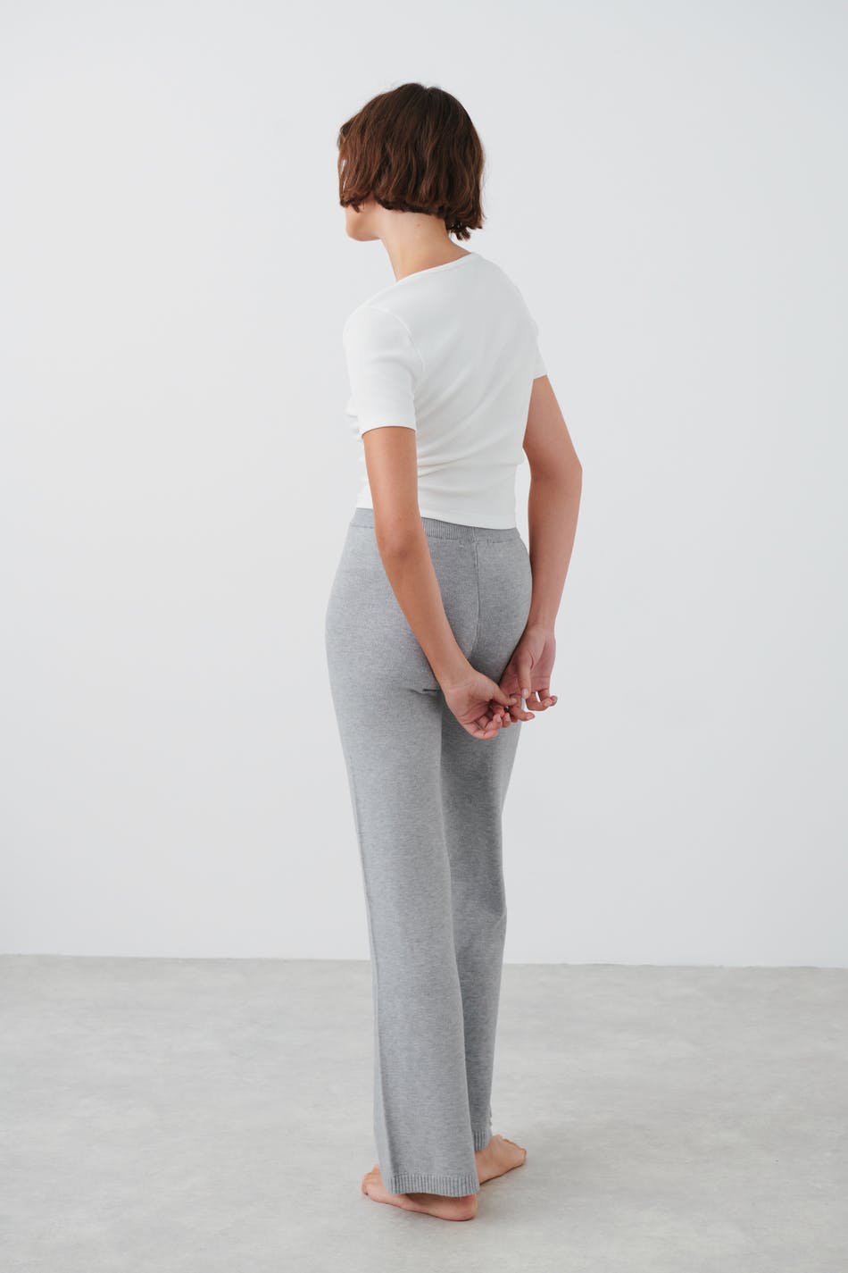 Pointelle trousers - Grey - Women - Gina Tricot