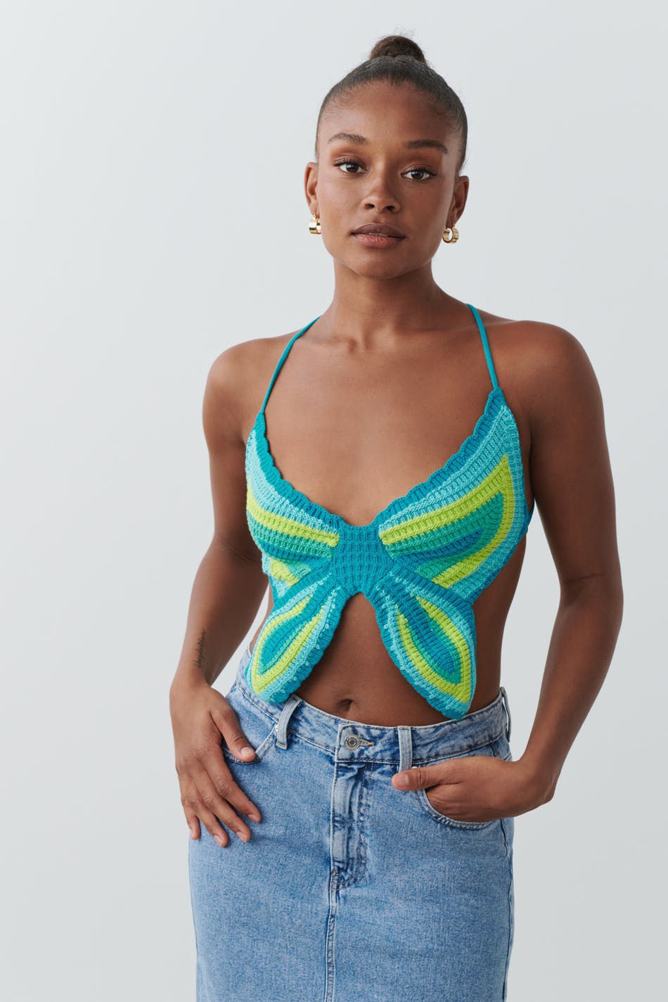 Butterfly crochet top - Gina Tricot - Tops - Blue - XS/S - Female