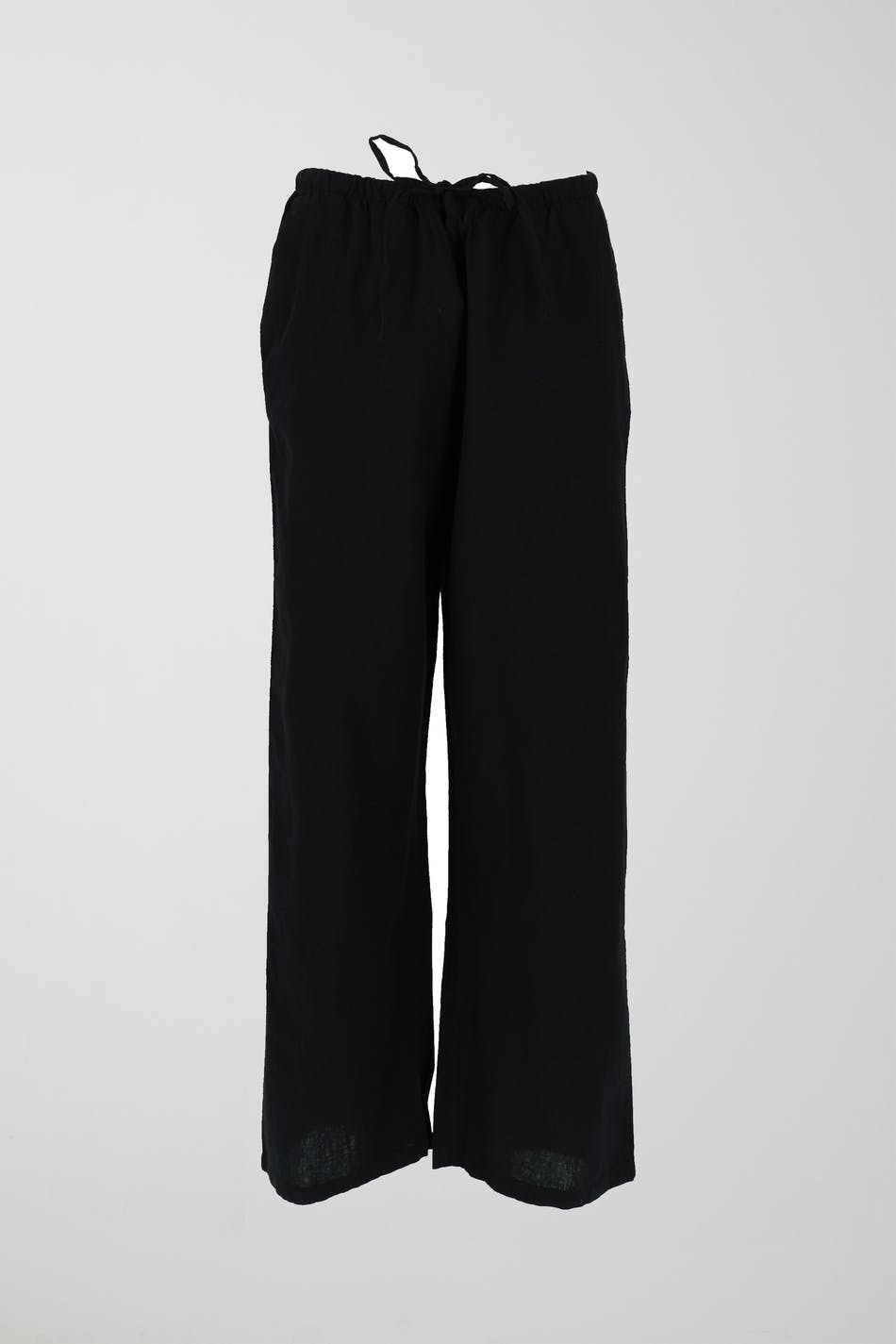 Gina Tricot - Petite linen blend trousers - linnebyxor - Black - S - Female