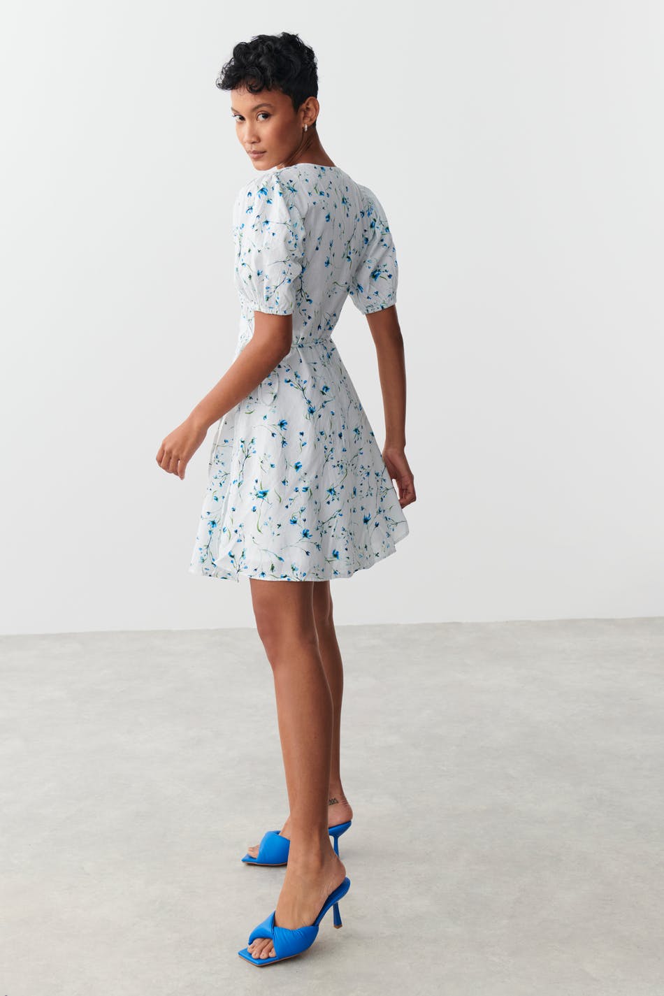 Women's Linen-Blend Ruched Squareneck Mini Dress, Women's Dresses &  Jumpsuits