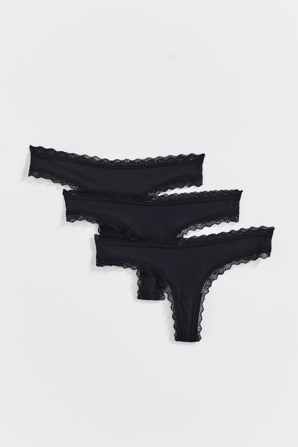 3-pack Invisible Thong Briefs - Black - Ladies
