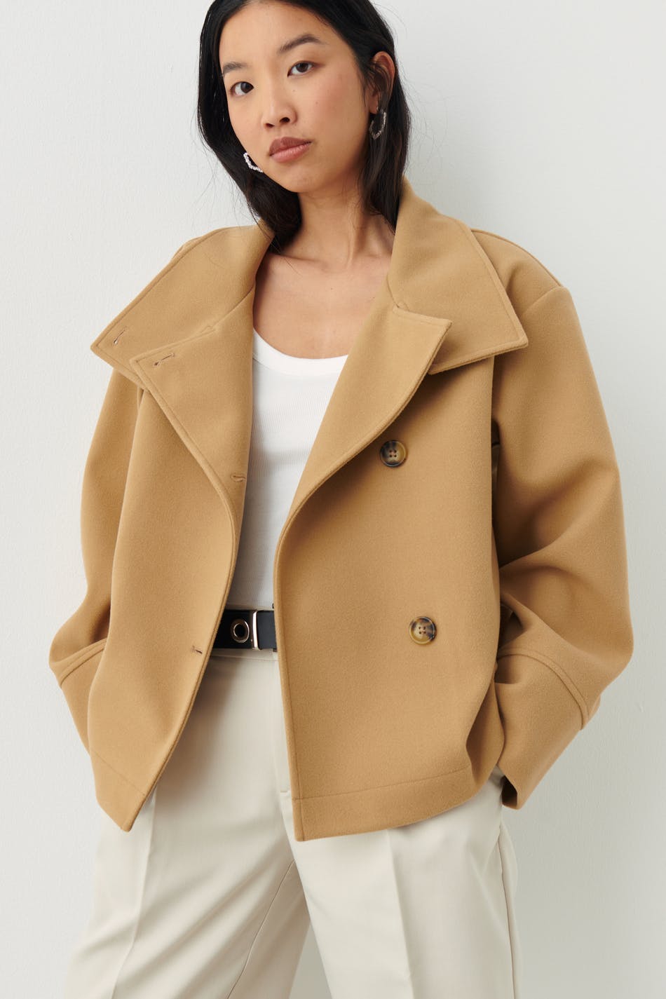 Wool blend trench coat - Beige - Women - Gina Tricot