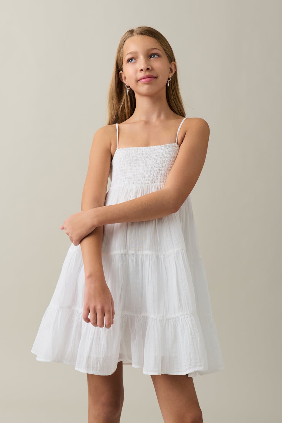  Gina Tricot- Y single gauze dress - Kleider- White - 146/152- Female