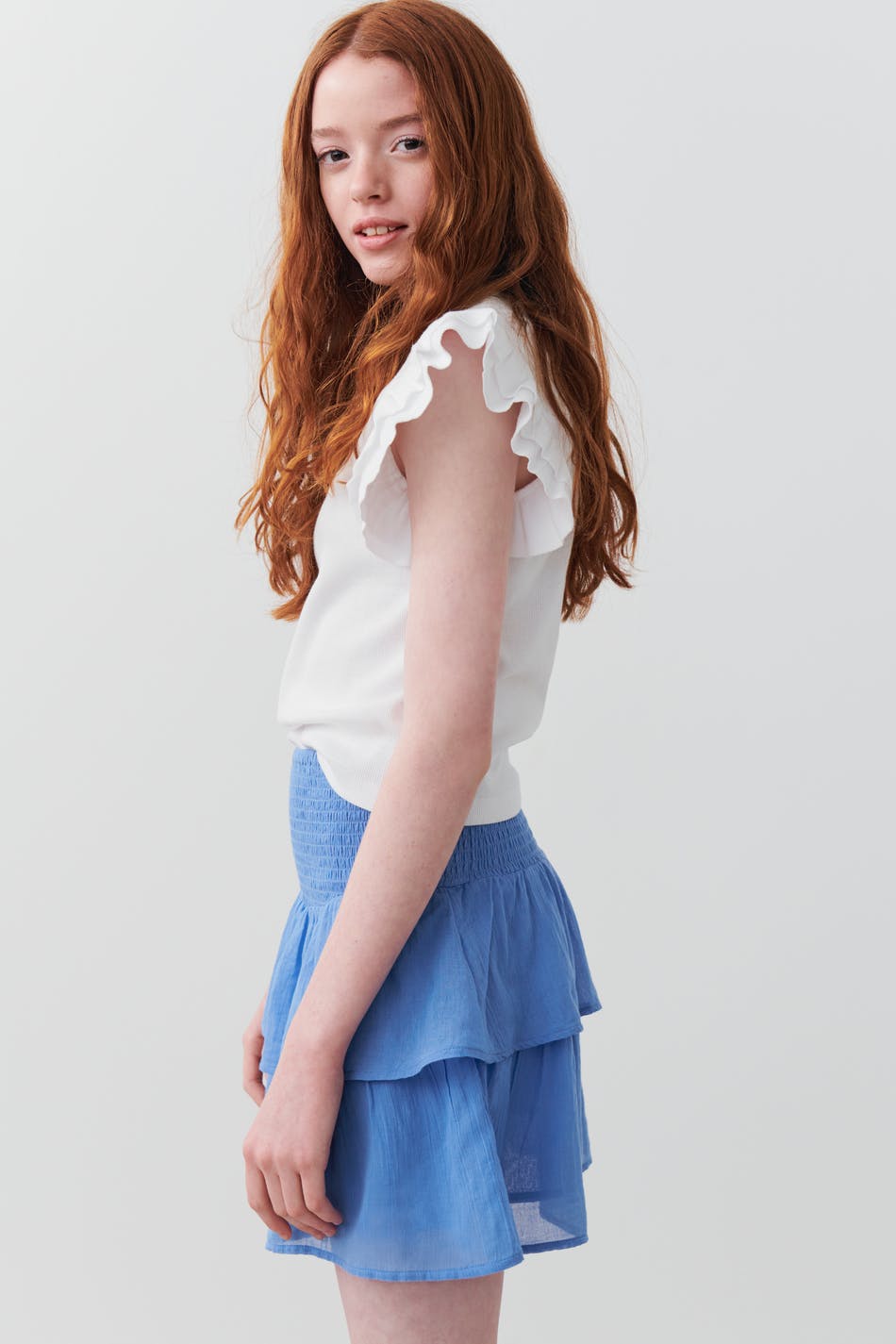 Läs mer om Gina Tricot - Y frill skirt - kjolar - Blue - 146/152 - Female