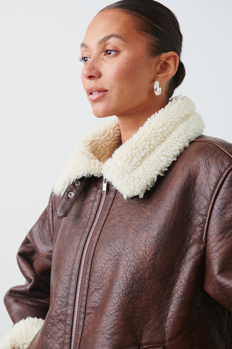 Winter Sheepskin Faux Fur Suede Leather Jacket Women Lamb Shearling Outwear  Long Sleeve Zipper Short Biker Coat at Amazon Women's Coats Shop