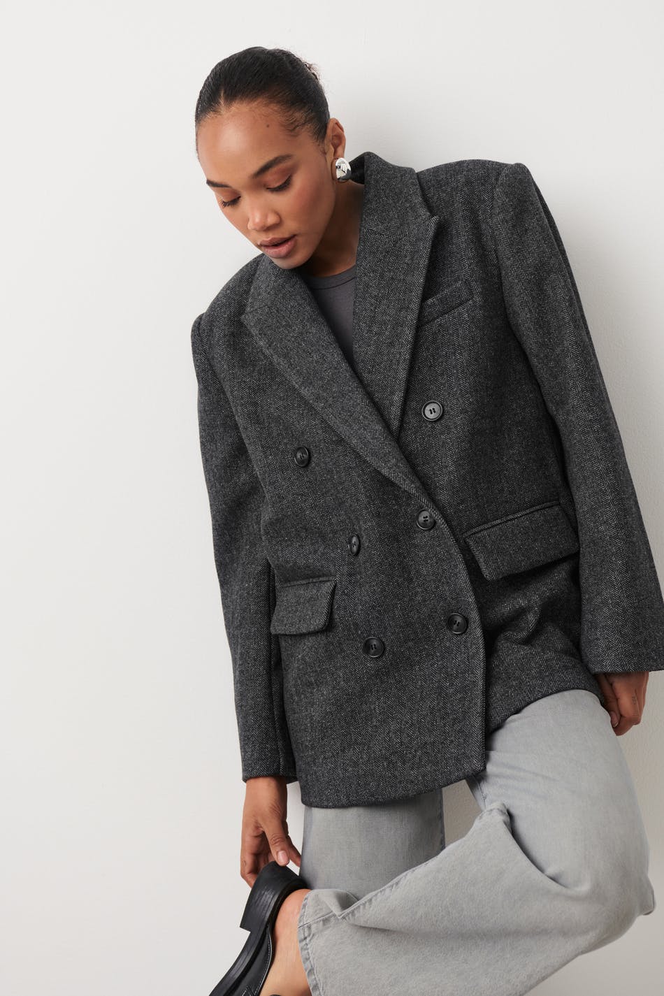 Läs mer om Gina Tricot - Blazer jacket - kavajer - Grey - XL - Female