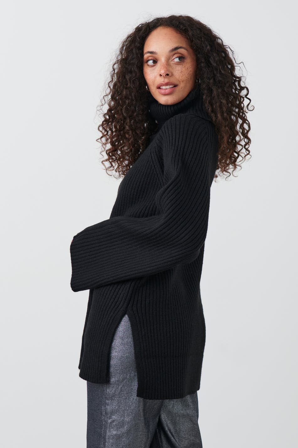 Roll-neck knitted sweater - - - Gina Tricot