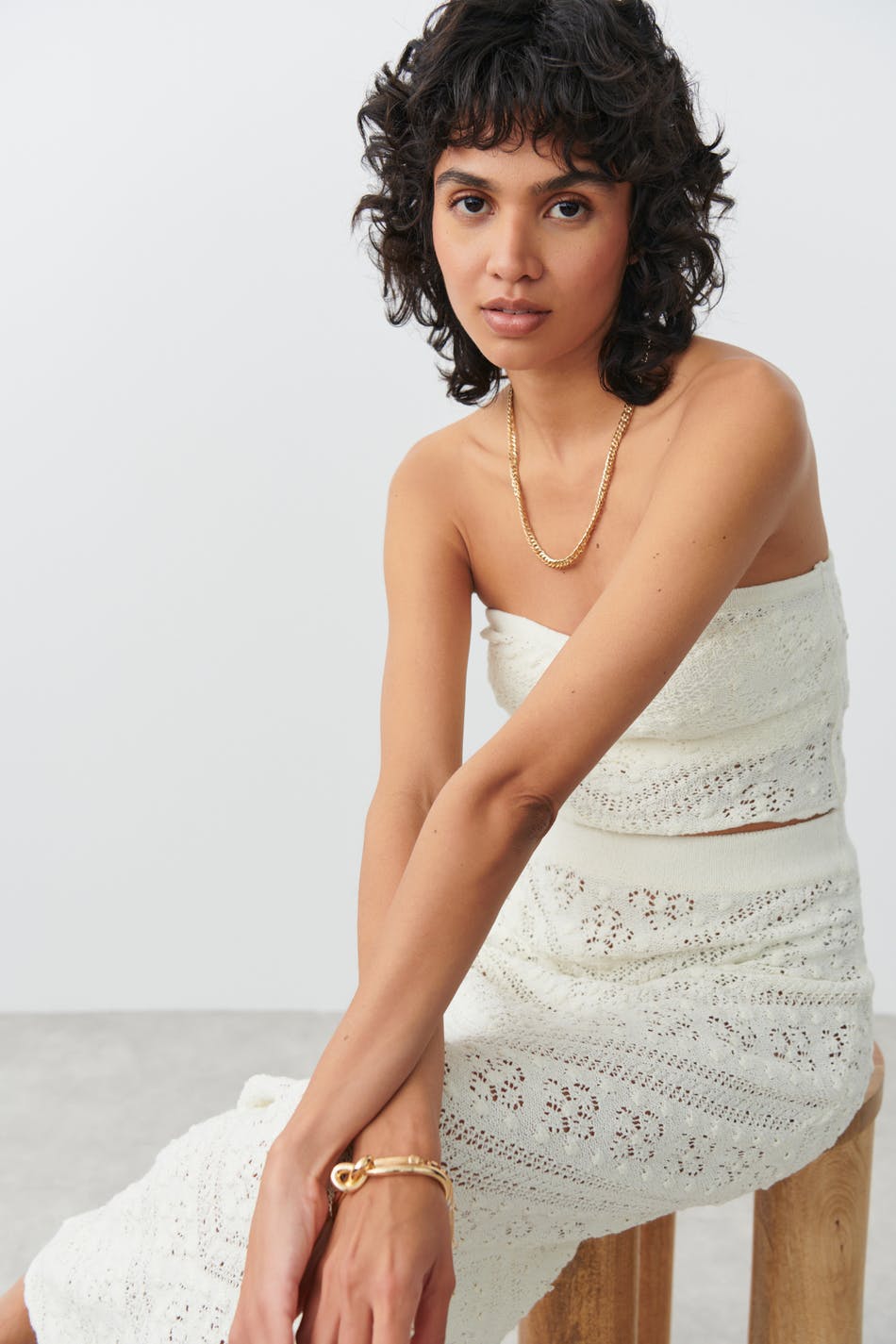 Läs mer om Gina Tricot - Crochet tube top - set - White - L - Female