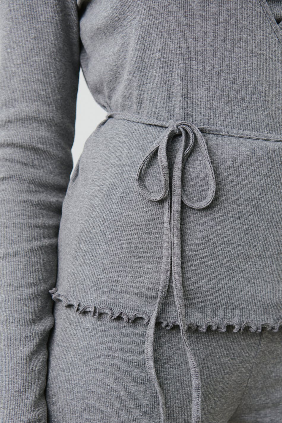 Gina Tricot - Homewear wrap top - omlott-toppar - Grey - XS - Female