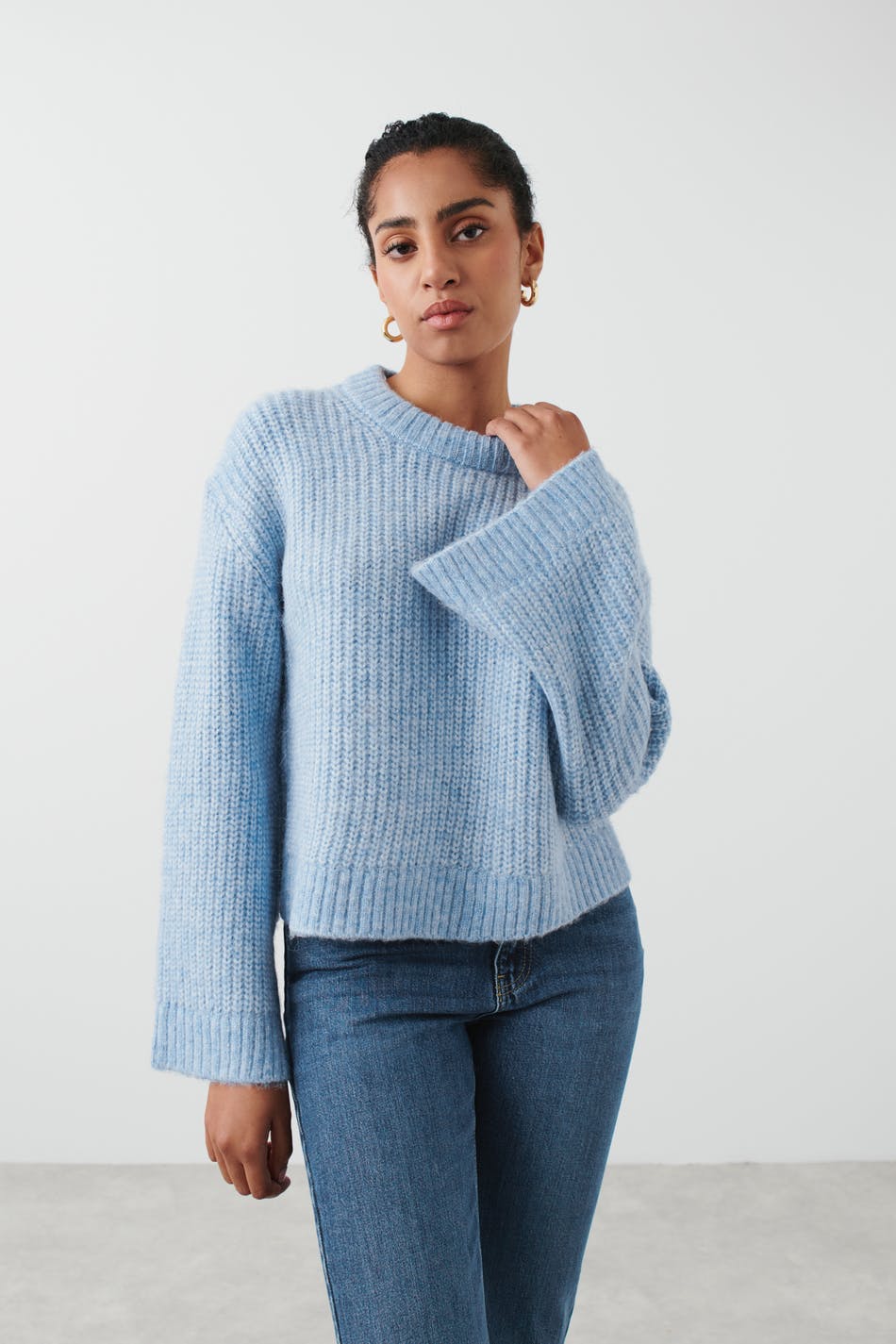 Läs mer om Gina Tricot - Knitted sweater - stickade tröjor - Blue - XL - Female