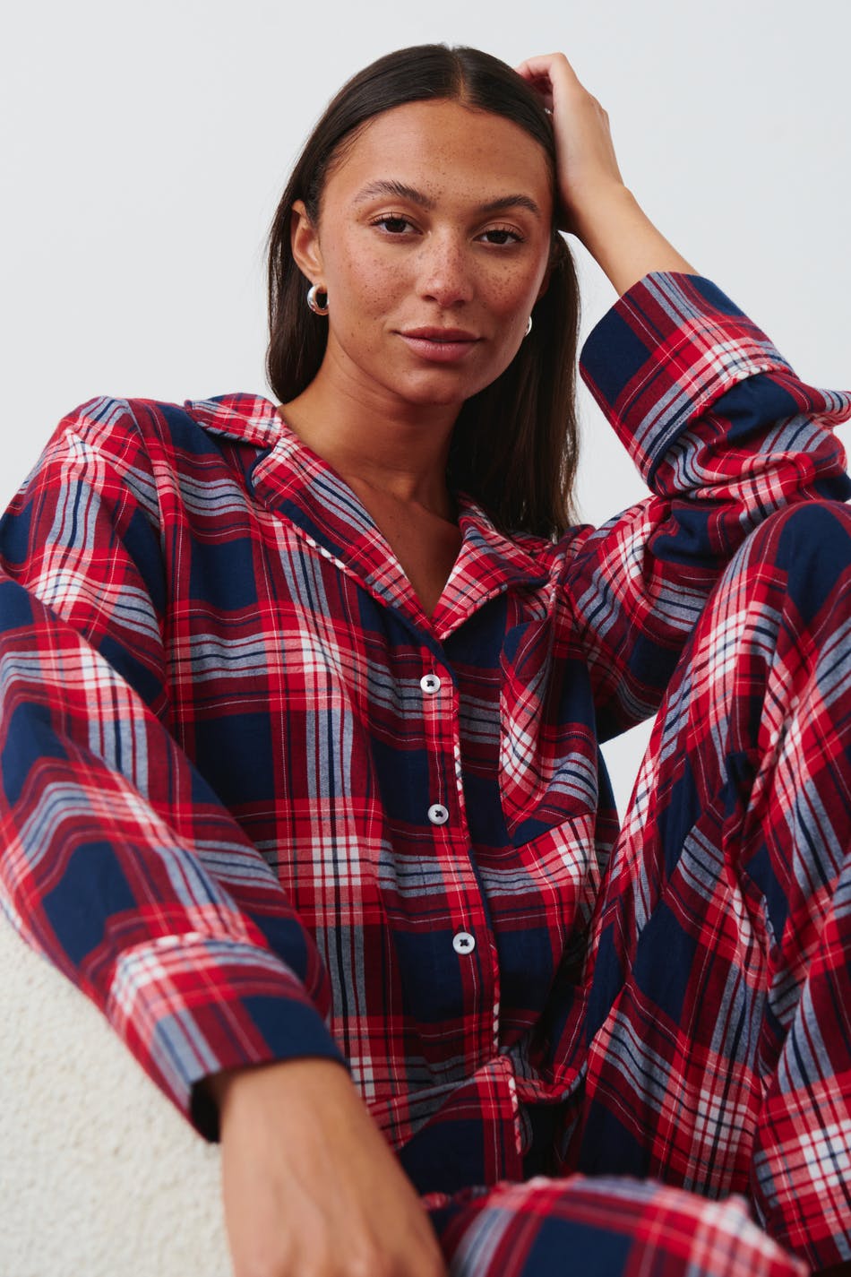 Gina Tricot - Flannel pyjamas shirt - pyjamas - Red - S - Female