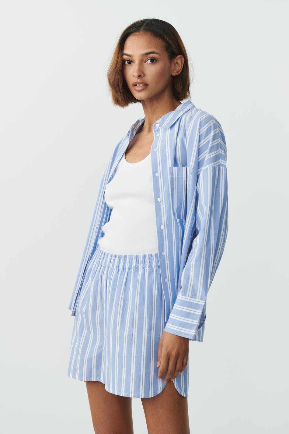 Läs mer om Gina Tricot - Cotton pyjamas shorts - pyjamas - Blue - XL - Female