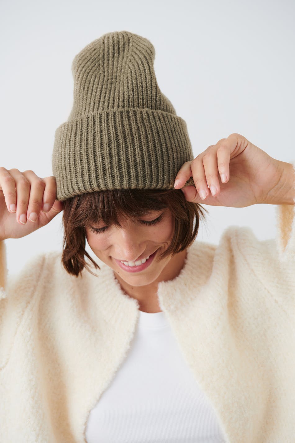 Gina Tricot - Chunky knitted hat - mössor - Beige - ONESIZE - Female