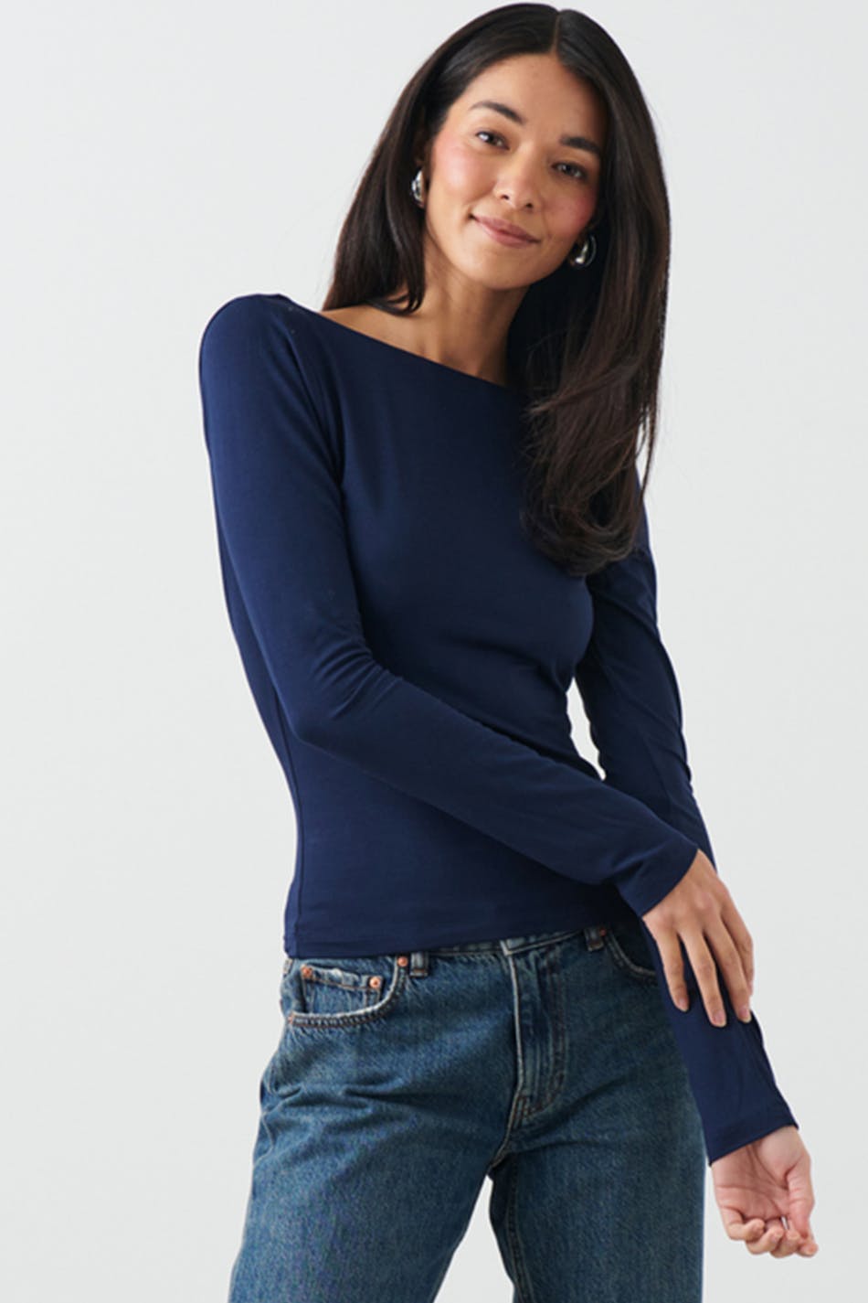 Soft boatneck top - Blue - Women - Gina Tricot