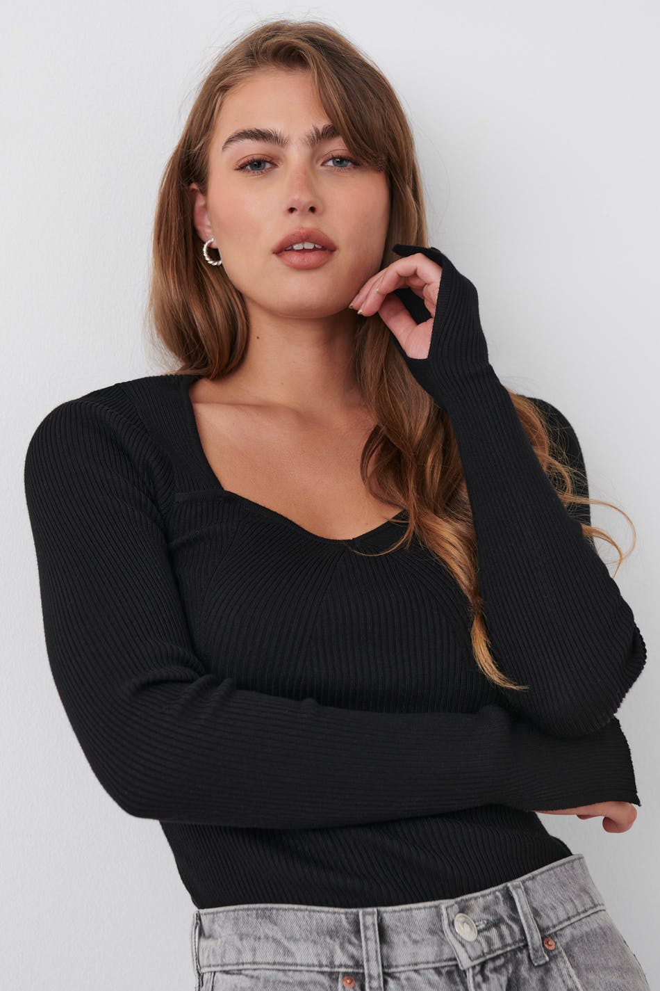 Läs mer om Gina Tricot - Rib knitted top - stickade tröjor - Black - XL - Female