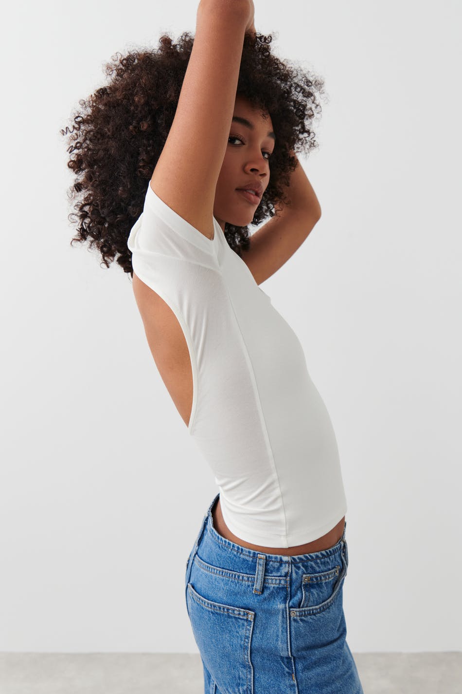 Gina Tricot - Soft touch low back top - toppar - White - XL - Female