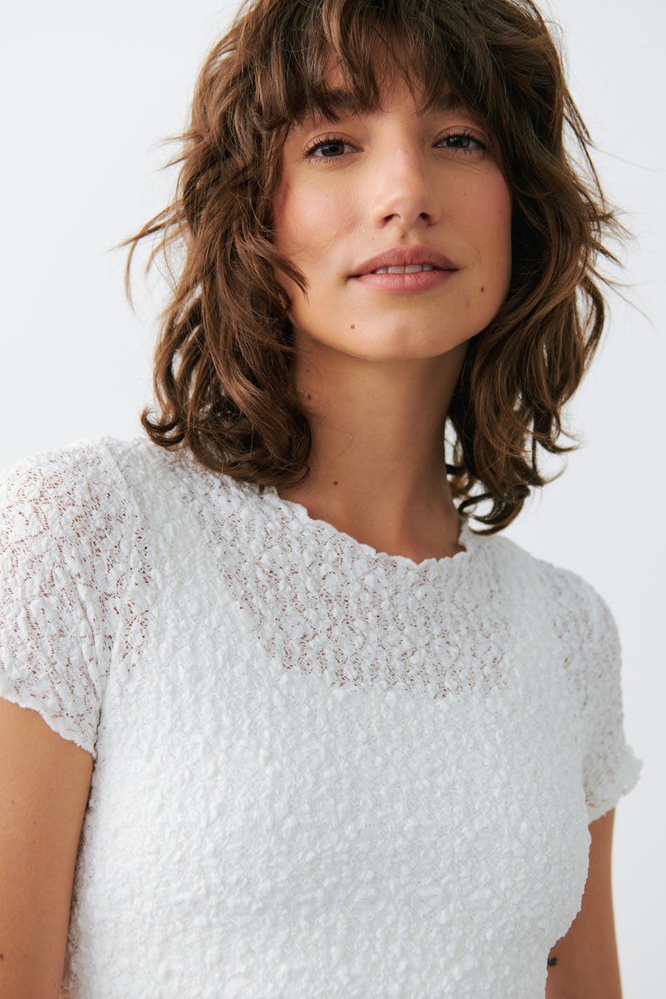  White Lace Short Sleeve Top