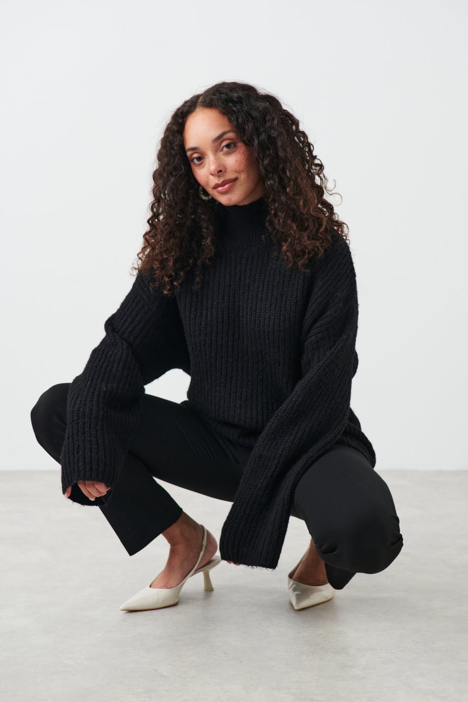 Gina Tricot - Turtleneck knit sweater - stickade tröjor - Black - XXS - Female