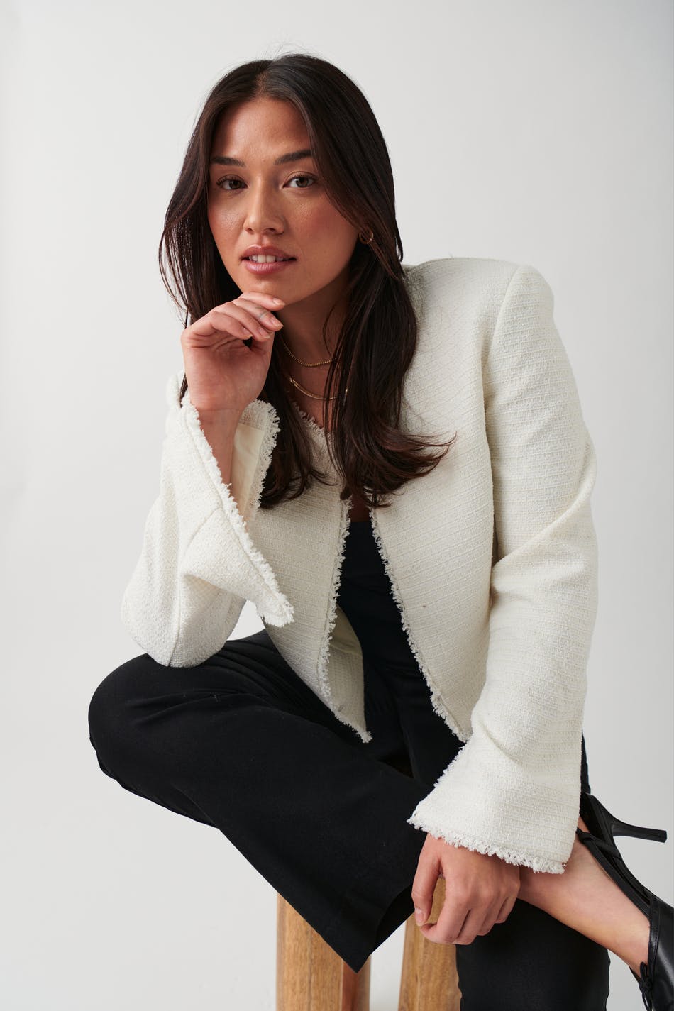 Gina Tricot - Boucle jacket - korta kappor - White - 36 - Female