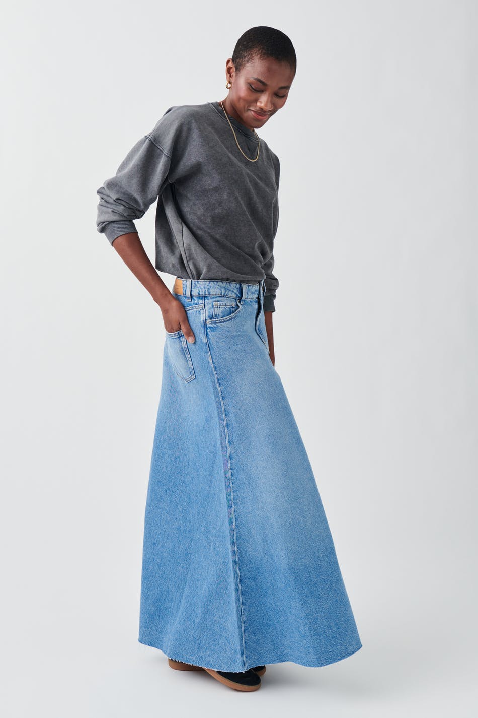 Long Denim Fishtail Skirt – Linda Hopp