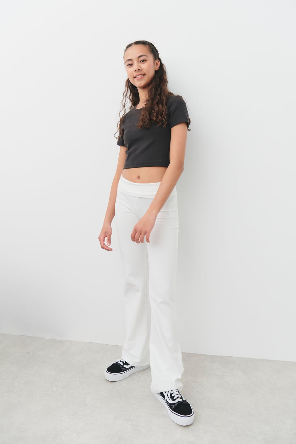 Y low waist leggings - White - Gina Tricot