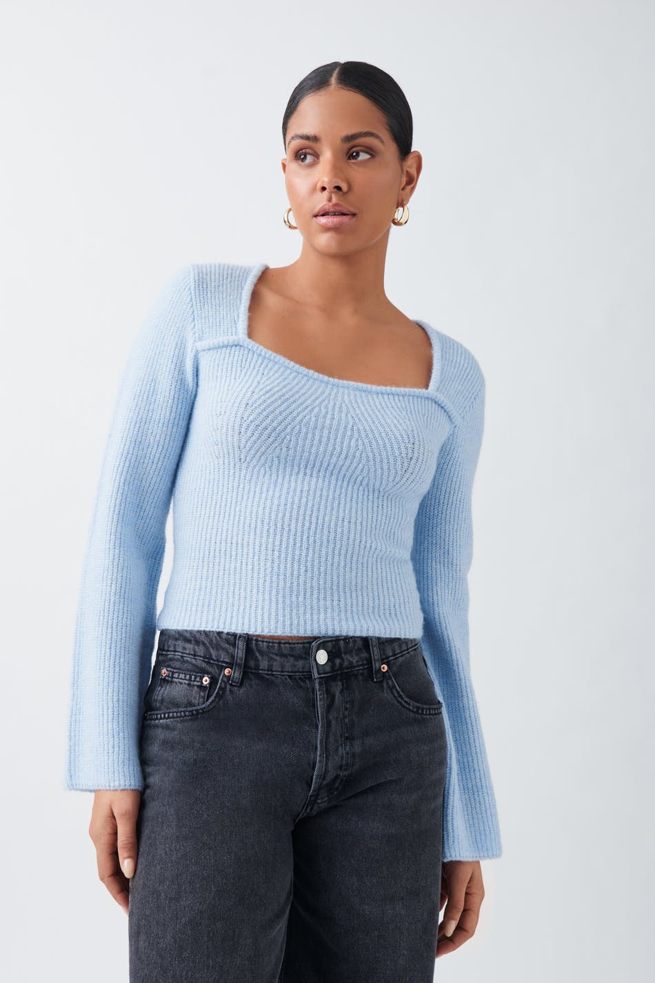 Gina Tricot - Knitted top - stickade tröjor - Blue - M - Female
