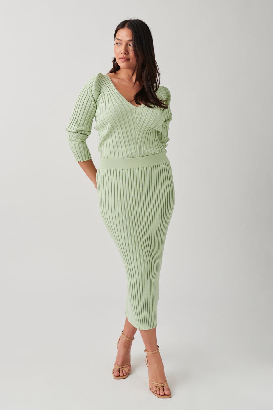 Gina Tricot - Knitted skirt - stickade kjolar - Green - XL - Female