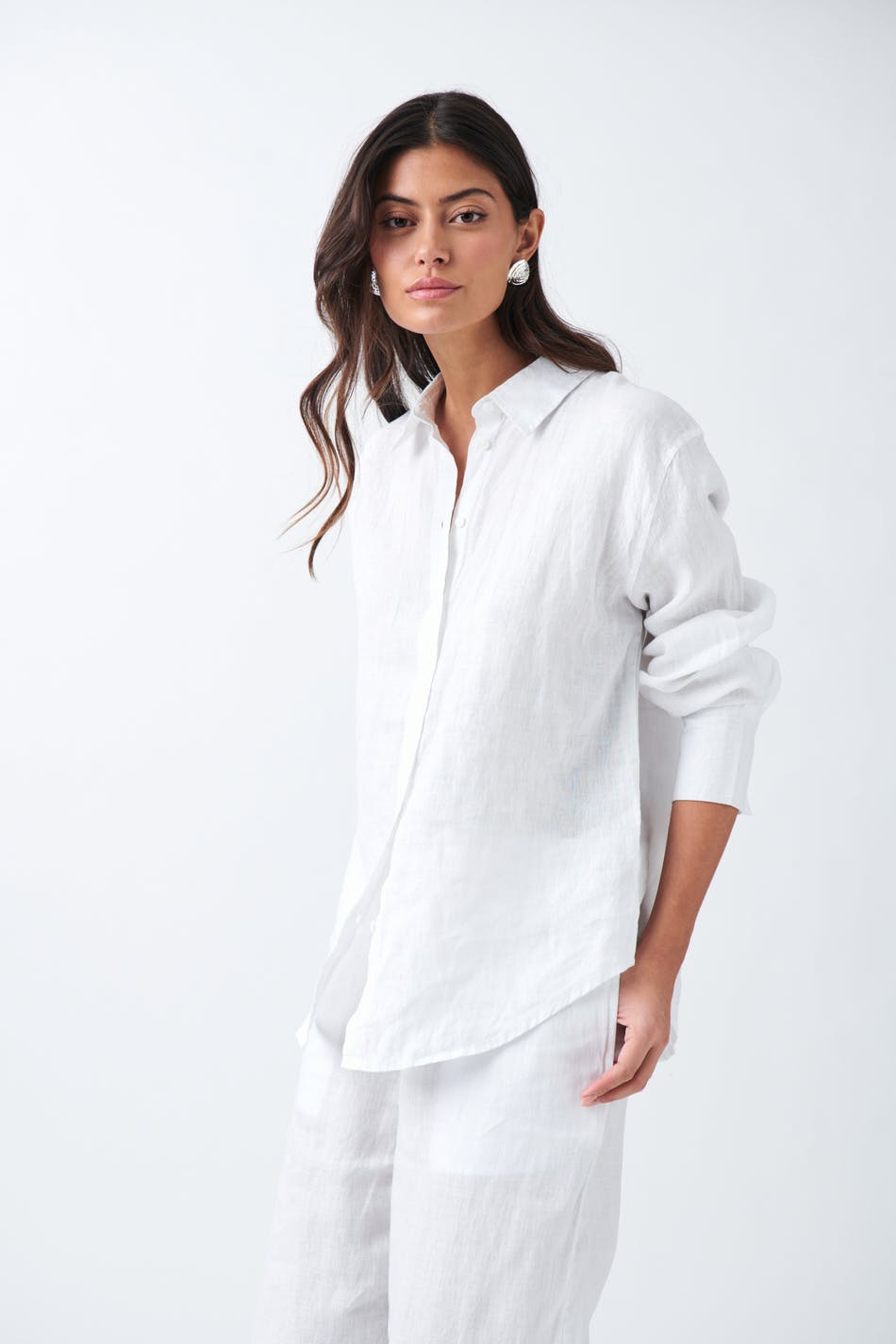 Gina Tricot - Linen shirt - linneskjortor - White - XL - Female